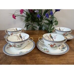 Antique‎ Theodore Haviland Limoges Paradise Bird Cup Saucer French Porcelain Tea